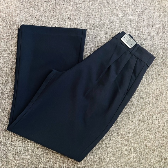 Abercrombie & Fitch Sloane Tailored Pants | Ultra High Rise Wide Leg | Navy 2S - Picture 7 of 13